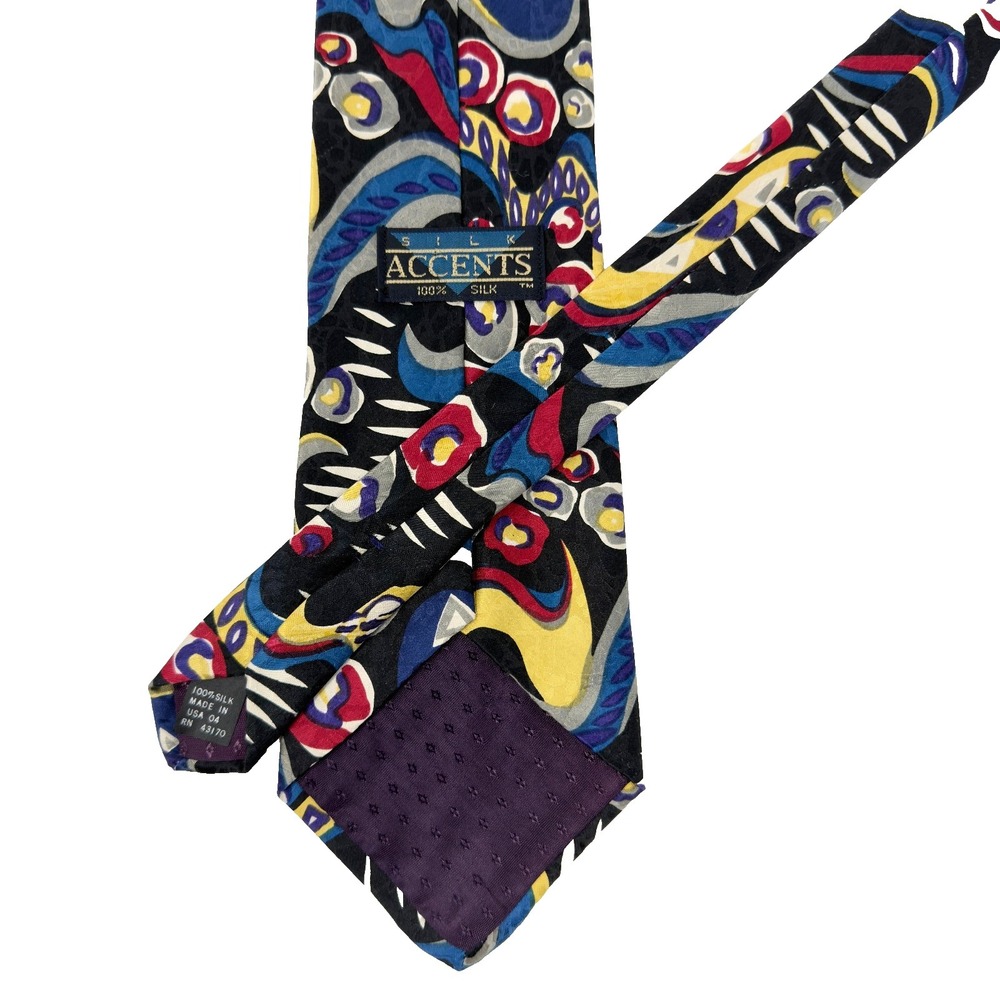 Accents Silk Tie‎ Multicolor Abstract Pattern USA Made 59x4